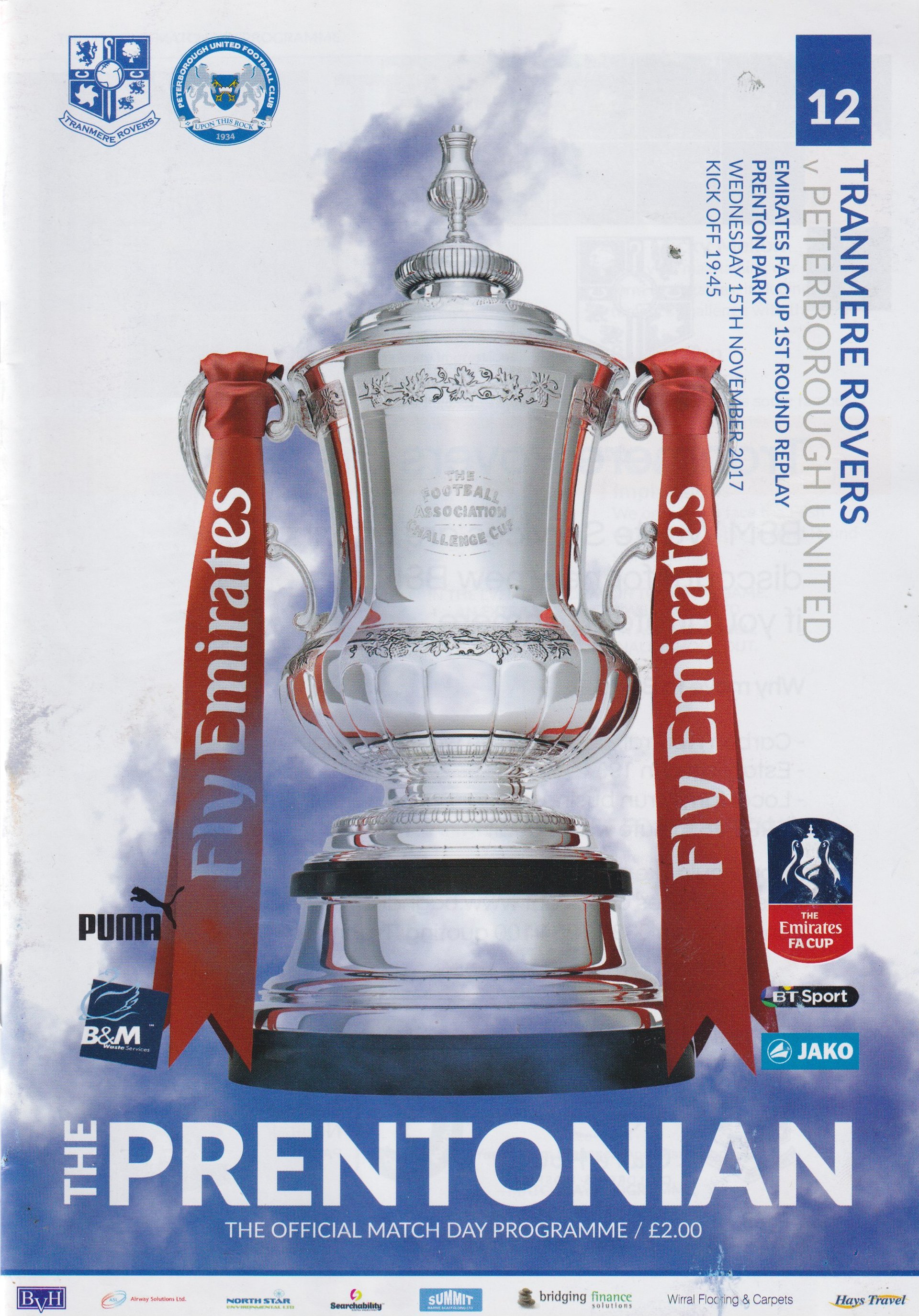 Tranmere Rovers v Peterborough United match programme